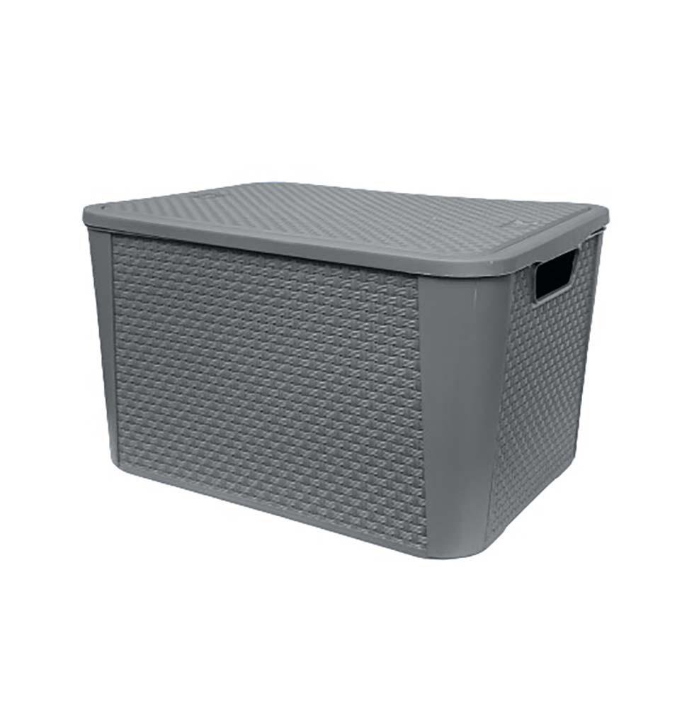 Caja Tipo Ratán Gris - Varias Capacidades 19 l