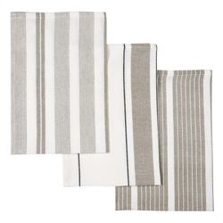 Set de 3 Toallas de Cocina con Diseño de Rayas Gris