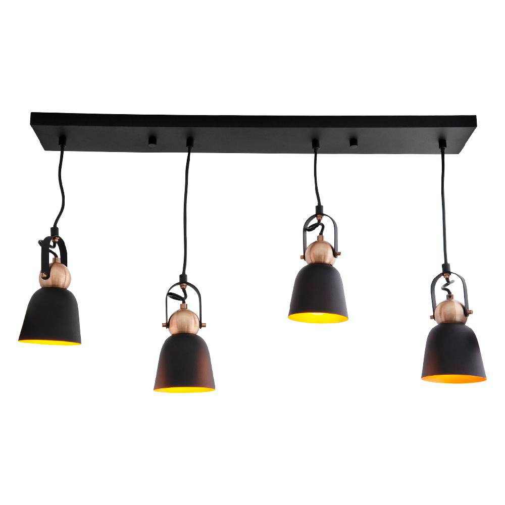 Lámpara Colgante Ran II de Metal de 4 Luces E27 1.50 Metros Color Negro Mate