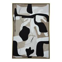 Cuadro con Marco Figuras Abstractas Negro y Beige 62.60 X 92.60 Cm