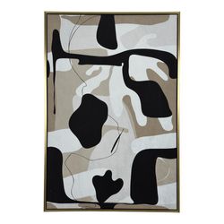 Cuadro con Marco Figuras Abstractas Negro y Beige 62.60 X 92.60 Cm