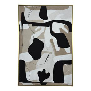 Cuadro con Marco Figuras Abstractas Negro y Beige 62.60 X 92.60 Cm