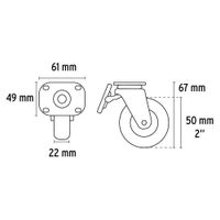 Rodo Polietileno Con Buje Freno 2 Plg Pisada 22 Mm - Fiero