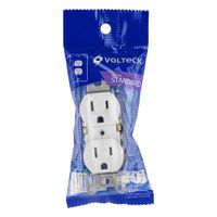 Tomacorriente Doble 2 Polos 3 Hilos Standard Blanco - Volteck