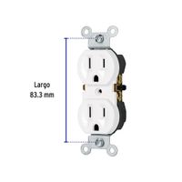 Tomacorriente Doble 2 Polos 3 Hilos Standard Blanco - Volteck