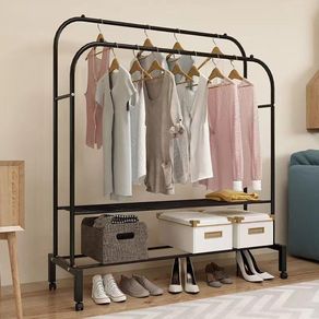 Colgador Doble de Ropa Negro 120 x 140 Cm