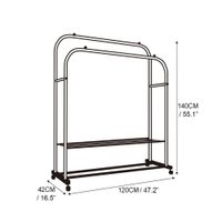 Colgador Doble de Ropa Negro 120 x 140 Cm