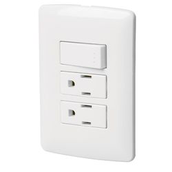 Tomacorriente Doble + Interruptor Sencillo Italiana Blanca - Volteck