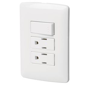 Tomacorriente Doble + Interruptor Sencillo Italiana Blanca - Volteck
