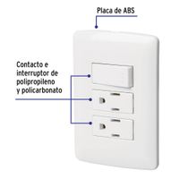 Tomacorriente Doble + Interruptor Sencillo Italiana Blanca - Volteck