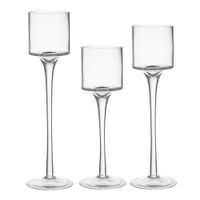 Set de Candeleros de Vidrio Transparente 3 Pzas