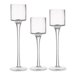 Set de Candeleros de Vidrio Transparente 3 Pzas