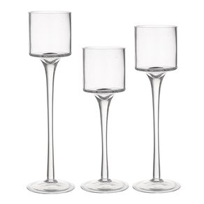 Set de Candeleros de Vidrio Transparente 3 Pzas