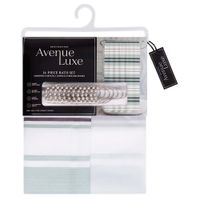 Set de Cortina con Liner y Ganchos Diseño Franjas Verdes 14 Piezas