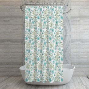Set de Cortina con Ganchos Diseño de Plantas