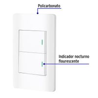 Interruptor Sencillo + Interruptor de 3 Vías 1.5 Módulos Blanco - Volteck