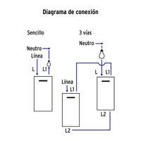 Interruptor Sencillo + Interruptor de 3 Vías 1.5 Módulos Blanco - Volteck