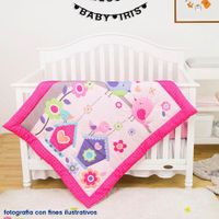 Set De Edredón Para Cuna Pajaritos Rosados 2 Pzas