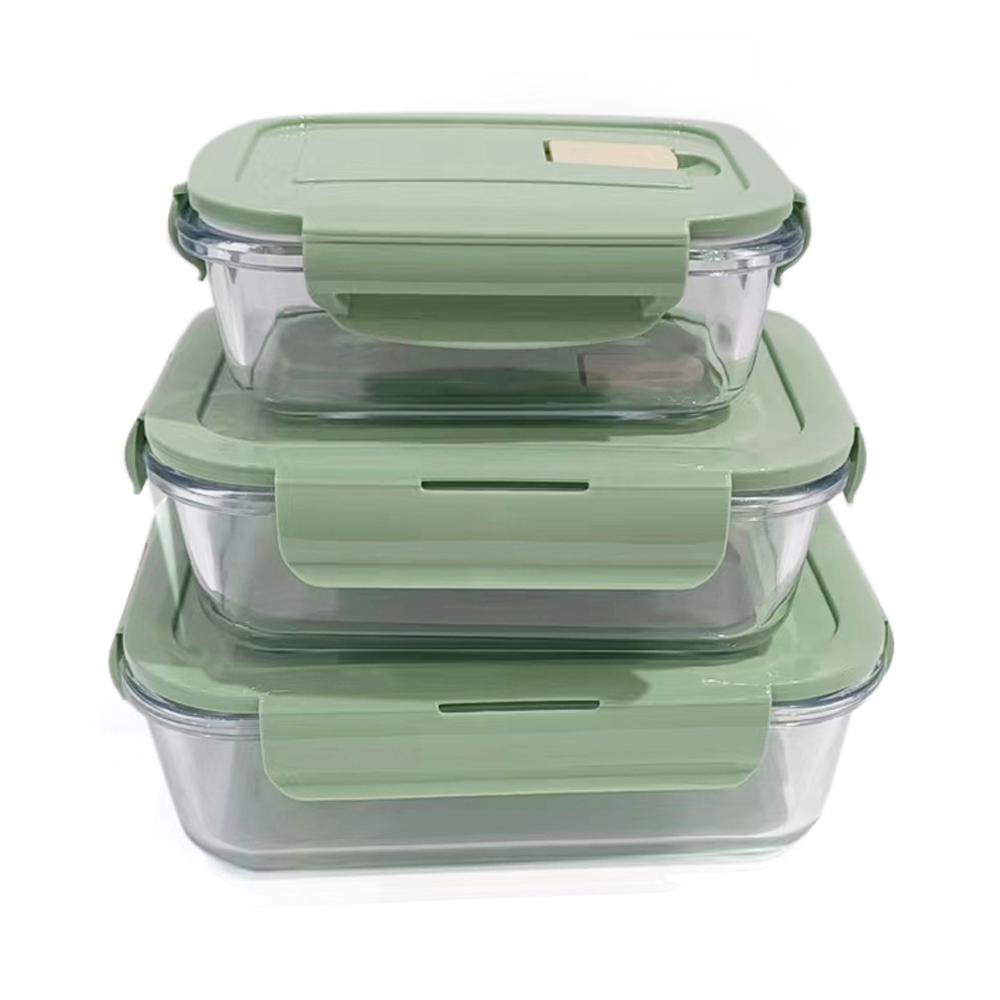 Set de 3 Contenedores Herméticos con Tapadera Color Verde Claro