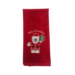 Toalla de Manos Roja Feliz Navidad Oso Polar