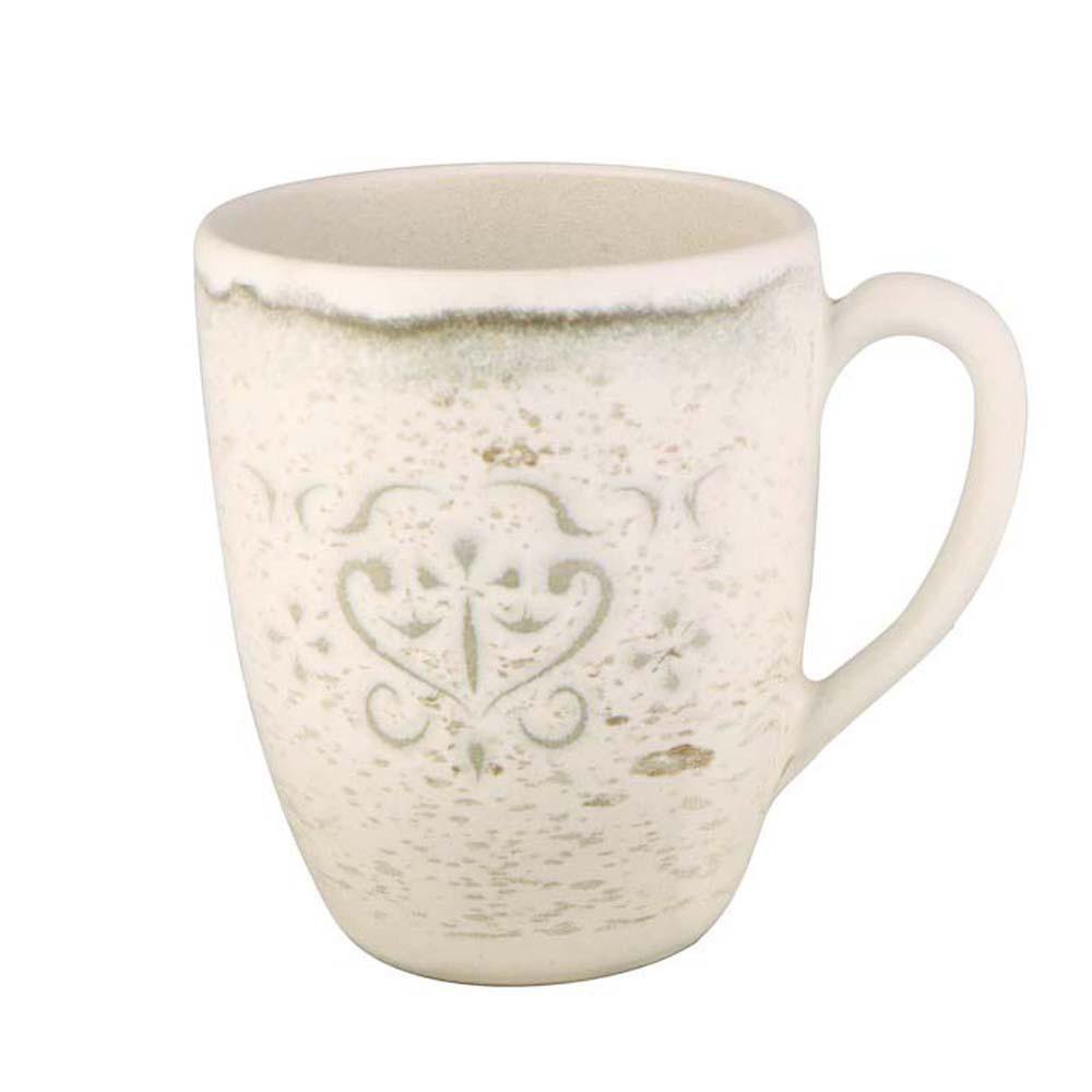 Taza de Cerámica de 14 oz Diseño Vintage con Relieve Floral Color Beige