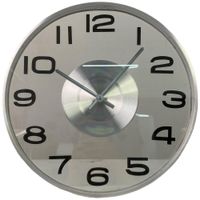 Reloj de Pared Plateado y Negro 40 Cm