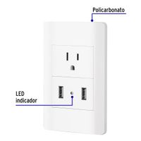 Tomacorriente + 2 Puertos USB Lisboa Blanco - Volteck