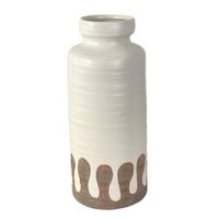 Florero Decorativo Blanco con Café 14x14x33 Cm