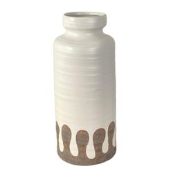 Florero Decorativo Blanco con Café 14x14x33 Cm