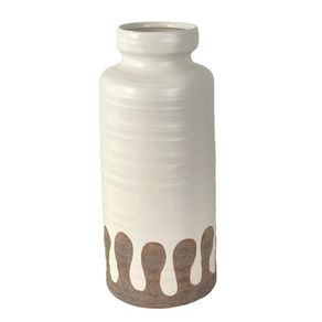 Florero Decorativo Blanco con Café 14x14x33 Cm
