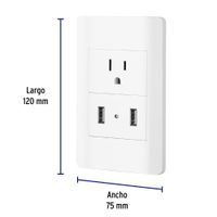 Tomacorriente + 2 Puertos USB Lisboa Blanco - Volteck