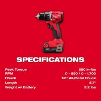 Taladro Destornillador Inalámbrico Compacto M18 de 1/2 Plg