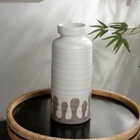 Florero Decorativo Blanco con Café 14x14x33 Cm
