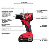 Taladro Destornillador Inalámbrico Compacto M18 de 1/2 Plg