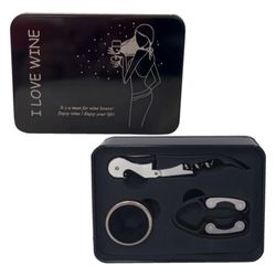 Set De 3 Accesorios Para Vino Negro Y Gris - Concepts