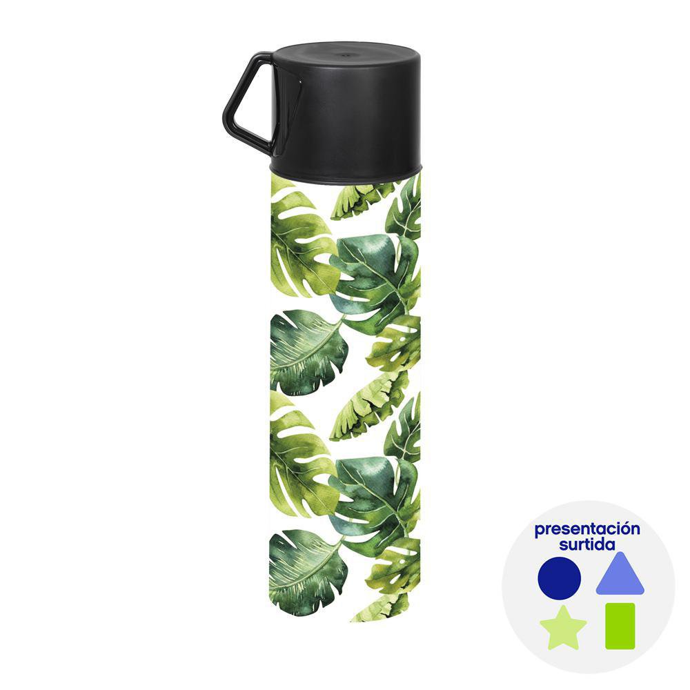 Termo Decorado para Bebidas Frías y Calientes de 410 mL con Taza - Diseño Surtido