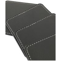 Set de 6 Portavasos Cuadrados de Piel Sintética con Base Negro