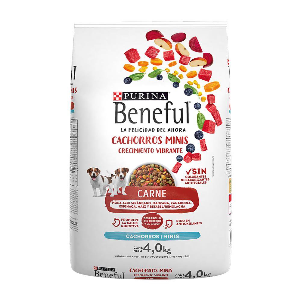 Concentrado para Cachorro Razas Minis Crecimiento Vibrante con Carne Bolsa de 4 kg