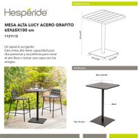 Mesa Alta de Acero Lucy Grafito