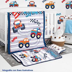 Set De Edredón Para Cuna Tractores 2 Pzas
