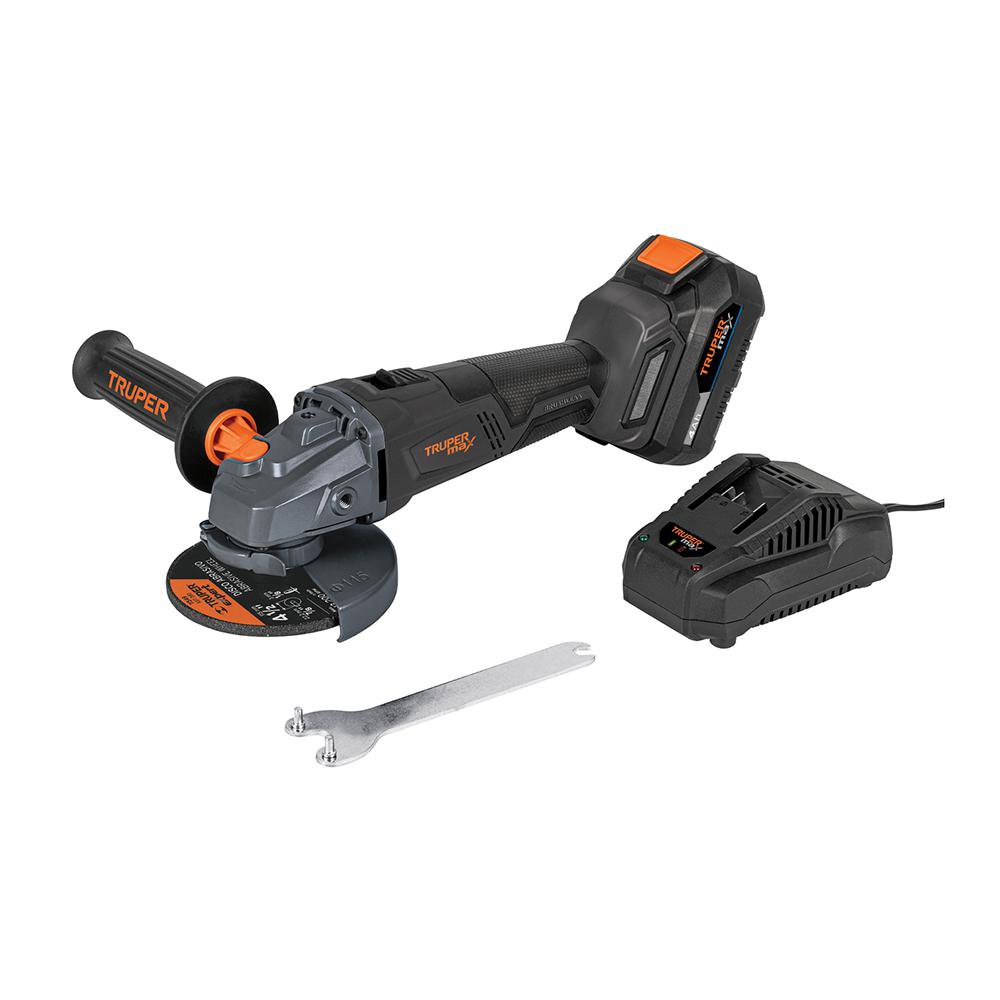 Esmeriladora Angular Inalámbrica 20V 4-1/2 Plg para Corte con Batería y Cargador