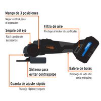 Esmeriladora Inalámbrica 20 V de 4 1/2 Plg