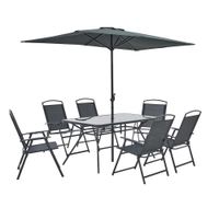 Set de Comedor Gris con Sombrilla 8 Pzas