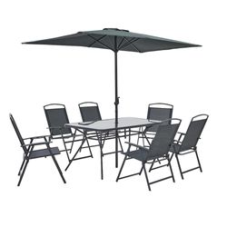 Set de Comedor Gris con Sombrilla 8 Pzas