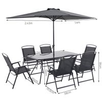 Set de Comedor Gris con Sombrilla 8 Pzas