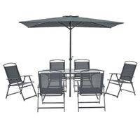 Set de Comedor Gris con Sombrilla 8 Pzas
