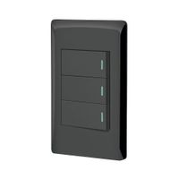 Placa Armada 2 Interruptores Sencillos + Interruptor 3 Vías Lisboa Negro - Volteck