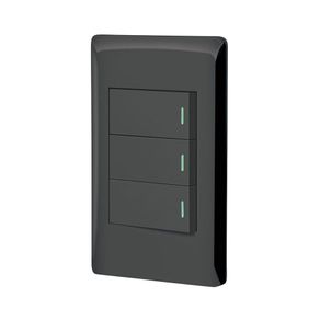 Placa Armada 2 Interruptores Sencillos + Interruptor 3 Vías Lisboa Negro - Volteck