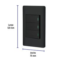 Placa Armada 2 Interruptores Sencillos + Interruptor 3 Vías Lisboa Negro - Volteck