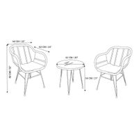 Mueble de Jardín Annie Ratán y Cojines Blancos 3 Pzas